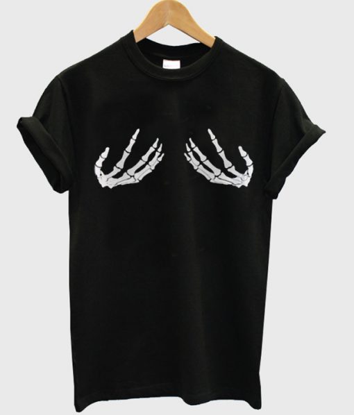 skeleton save the boobs t shirt