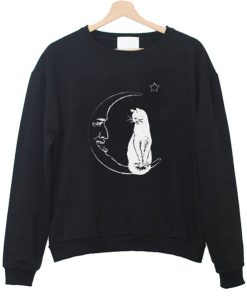 Black Sweater Cat And Moon Sweatshirt