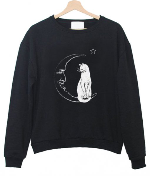 Black Sweater Cat And Moon Sweatshirt