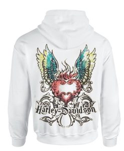 Harley Davidson  Embellished Winged Heart Hoodie