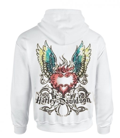 Harley Davidson  Embellished Winged Heart Hoodie