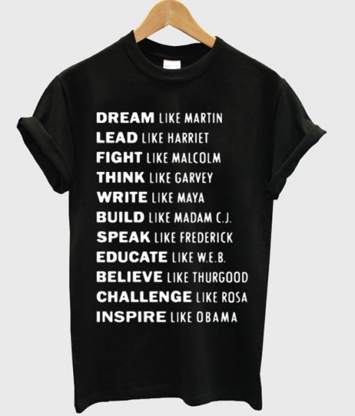 dream like martin lead like harriet t-shirt