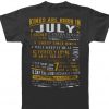 kings are born in july t-shirt