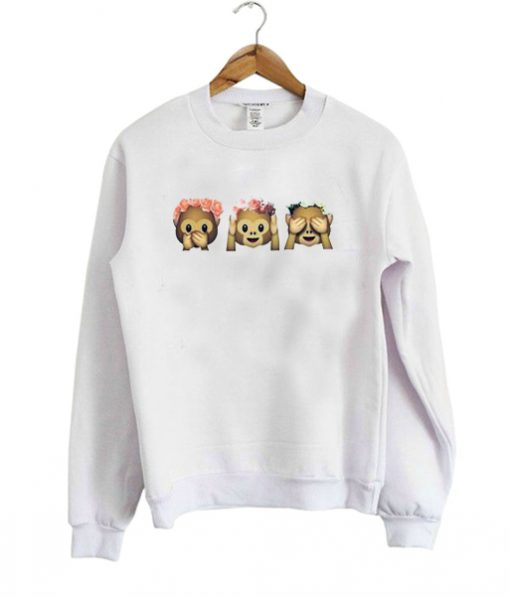 monkey emoji with flower crown sweatshirt