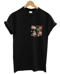 red rose vintage pocket t-shirt