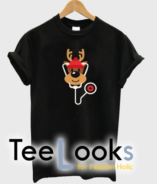 Cute Reindeer Nurse Christmas T-Shirt