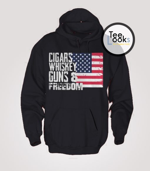 American Flag Cigar Whiskey Gun Hoodie