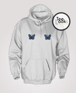 Blue Ribbed Butterfly Hoodie