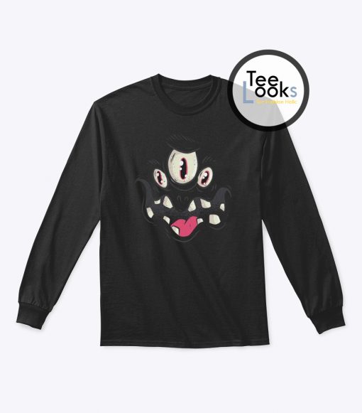 Halloween Black Monster Face Sweatshirt