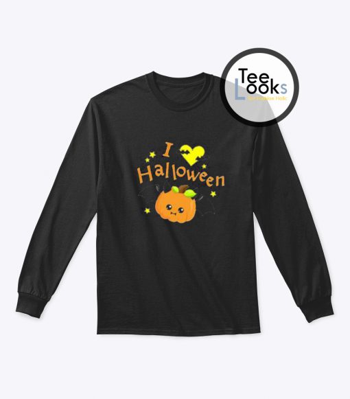 I Love Halloween Cute Pumpkin Vampire Sweatshirt