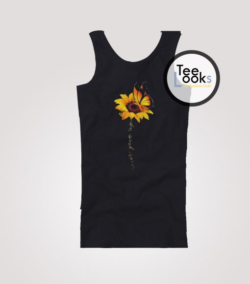 Sunflower Butterfly Never Give Up Tank Top