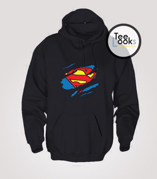 Superman Logo Ripped Hoodie