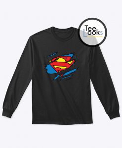Superman Logo Ripped Sweatshirt