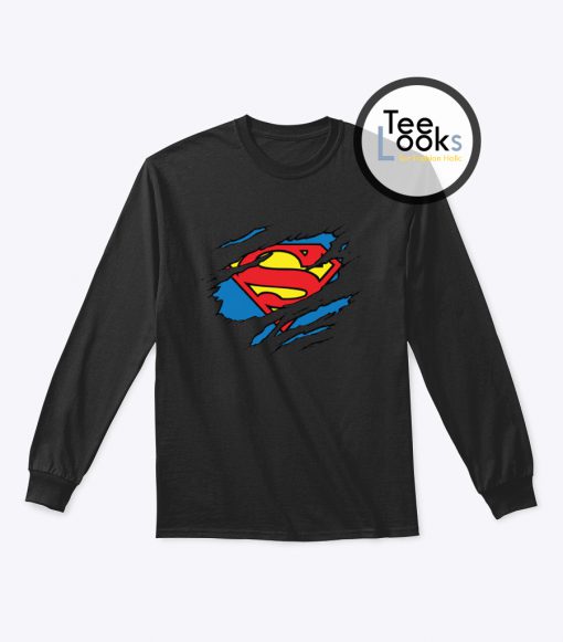 Superman Logo Ripped Sweatshirt