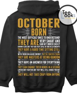October Born Quotes Back Hoodie