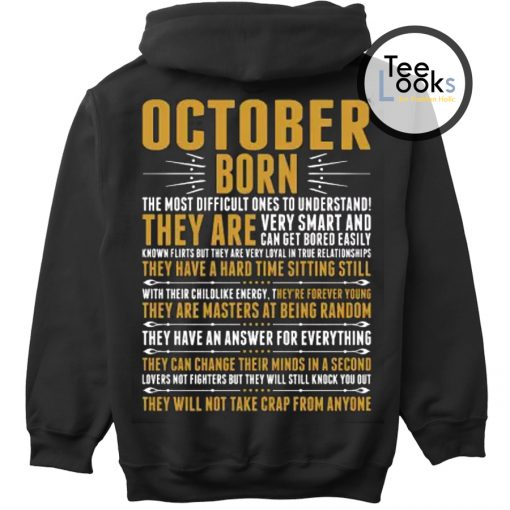 October Born Quotes Back Hoodie