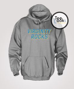 Virginity Rocks Blue Text Hoodie