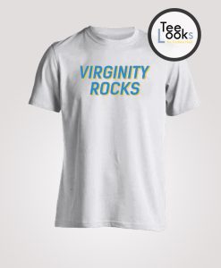 Virginity Rocks Blue Text T-shirt