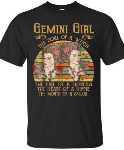 Awesome vintage gemini woman the soul of a witch T-shirt DN