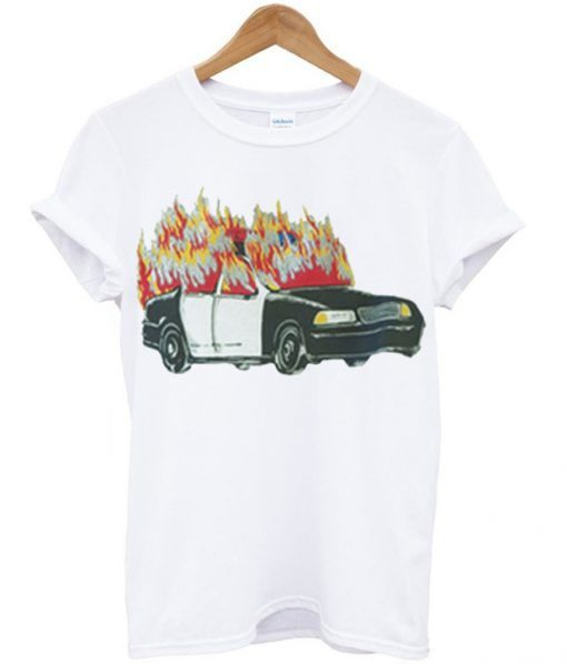 Burning Police Car T-shirt DN