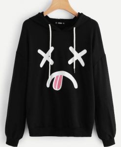 Cartoon Print Drawstring Hoodie AD