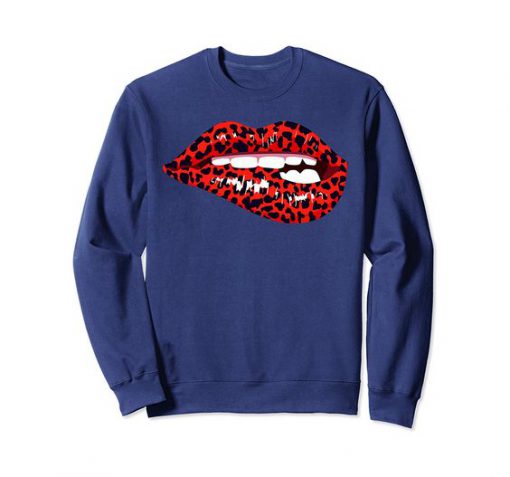 Cute Red Lips Kiss Me Leopard Cheetah Sweatshirt DN