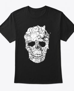 Funny cat skull skeleton kitty Halloween T-Shirt TM