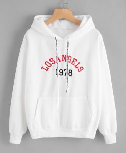 Letter Embroidered Graphic Drawstring Hoodie AD