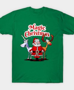 Magic Christmas_ Santa reindeer and a unicorn Shirt AD