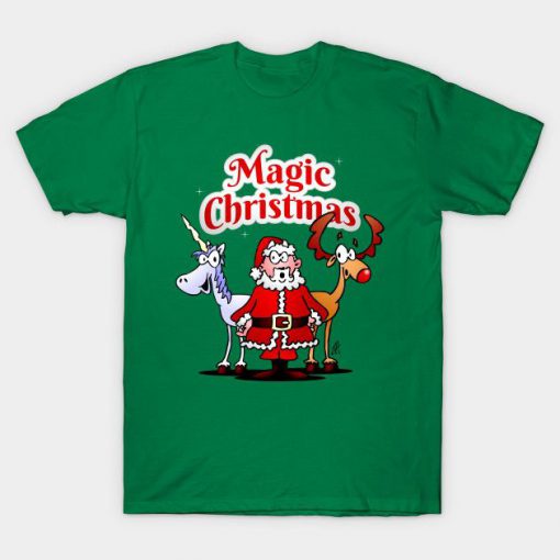Magic Christmas_ Santa reindeer and a unicorn Shirt AD