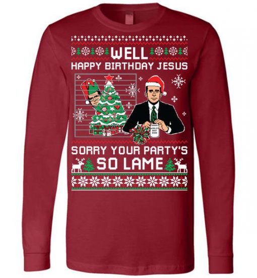 The Office Ugly Christmas Canvas Long Sleeve T-Shirt TM