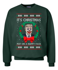 Trump Joker Clown Face Smile  _ Mens Christmas Crewneck Graphic Sweatshirt AD