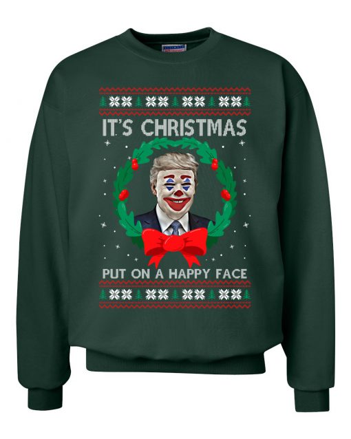 Trump Joker Clown Face Smile  _ Mens Christmas Crewneck Graphic Sweatshirt AD