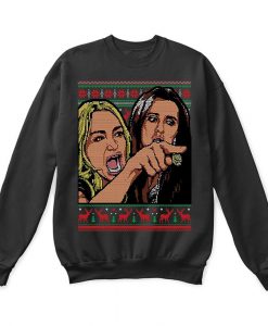 Woman Yelling At A Cat Meme First Half Christmas Ugly Sweater AD