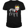 Bulldog Dog Skeleton Floral T-shirt RE23