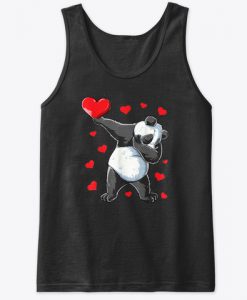 Dabbing Panda Heart Valentines Day Bear Tank Top IGS