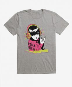 Emily The Strange Emily Rocks Lightning Bolt Heathered T-Shirt RE23