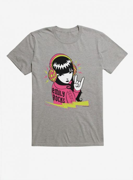 Emily The Strange Emily Rocks Lightning Bolt Heathered T-Shirt RE23