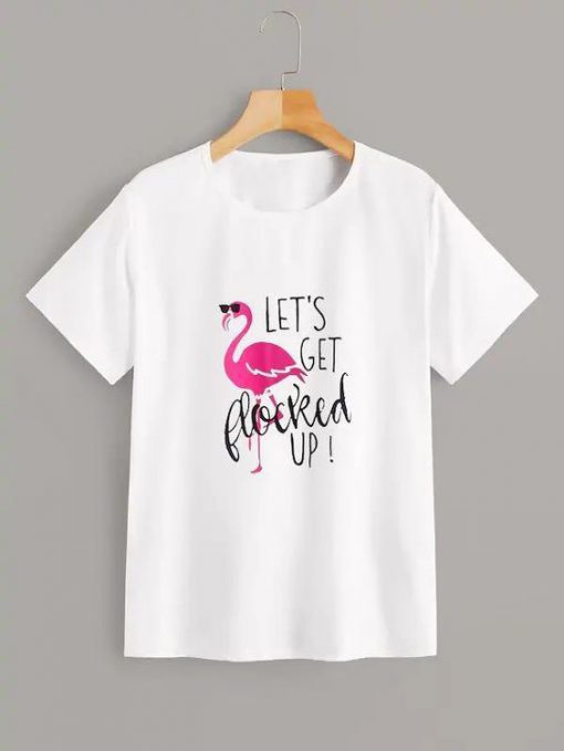 Flamingo Print T Shirt RE23