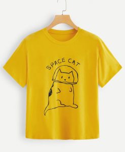 Letter And Cat Graphic Tee RE23
