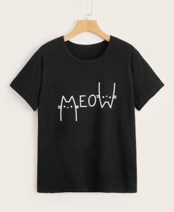 Meow Black Tshirt RE23