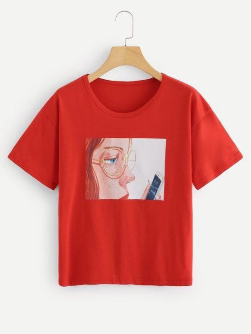 Red Regular Length Girls Figure T-Shirt DV01 RE23