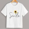 Sunflower & Letter Print Tee T-shirt RE23