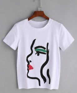 White Graffiti Print T-shirt RE23
