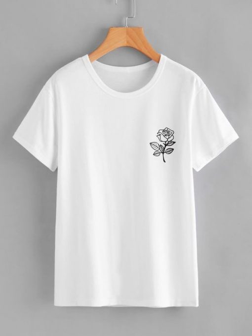 White Rose Print T-shirt RE23
