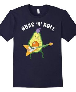 Guac N Roll  Funny Avocado Rock Guitar T-Shirt RE23