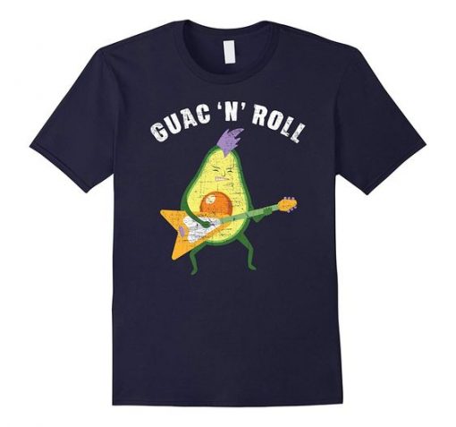 Guac N Roll  Funny Avocado Rock Guitar T-Shirt RE23