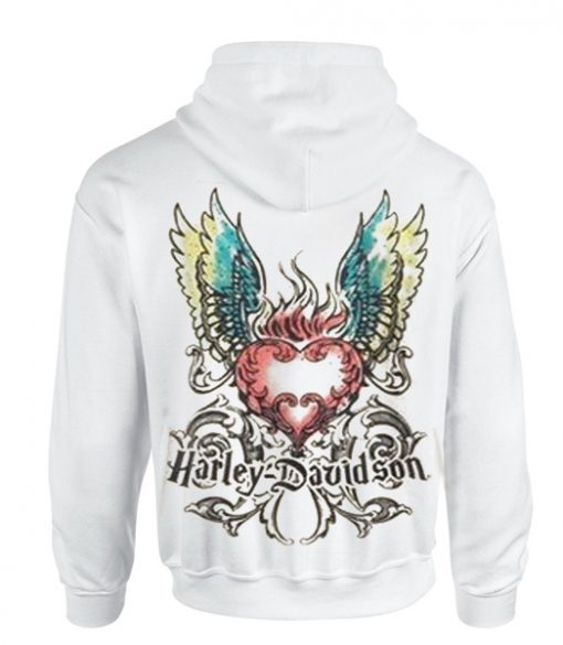 Harley Davidson  Embellished Winged Heart Hoodie IGS