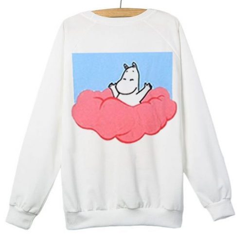 Moomin on Clouds white cute Sweatshirt RE23