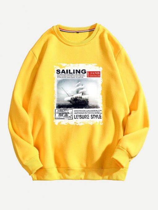Sailing Print Sweatshirt RE23
